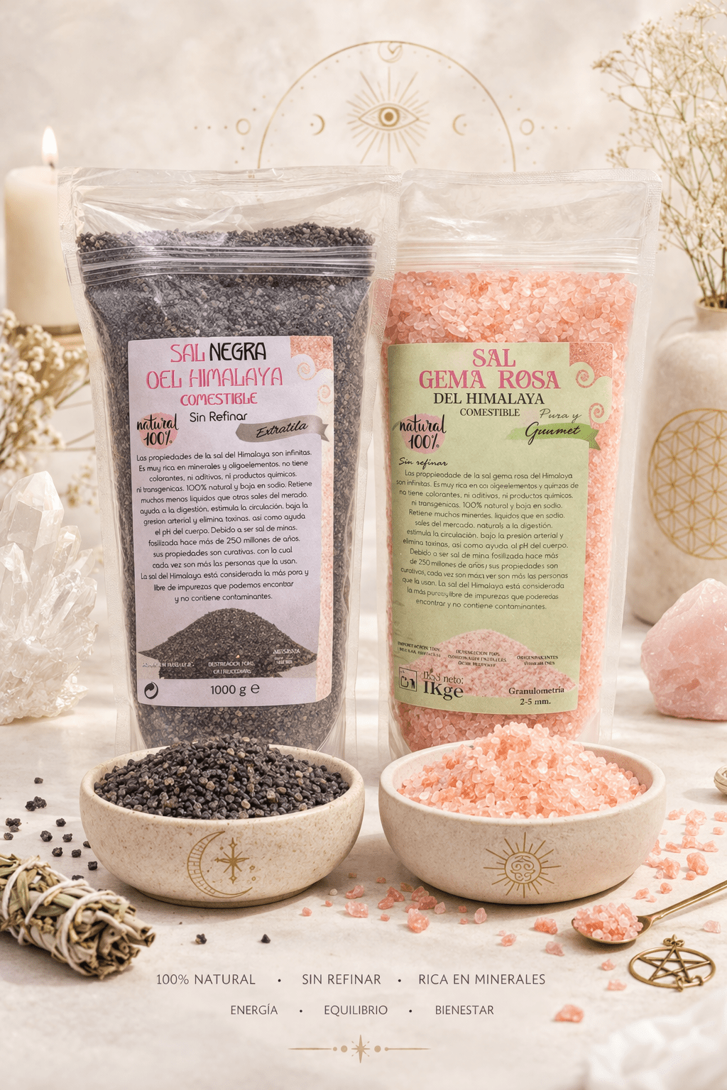 Pack Sal Rosa + Sal Negra del Himalaya 1 kg – Limpieza Energética y Protección PackTienda esotérica Málaga - La Tienda de Tata Magic: tienda Esotérica en Málaga